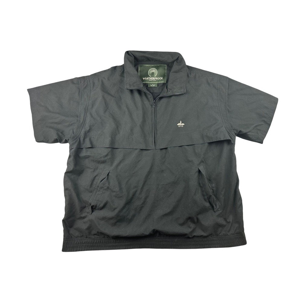 Weatherproof 1/4 Zip Pullover Men XL Black Logo Short Sleeve Vented Pockets